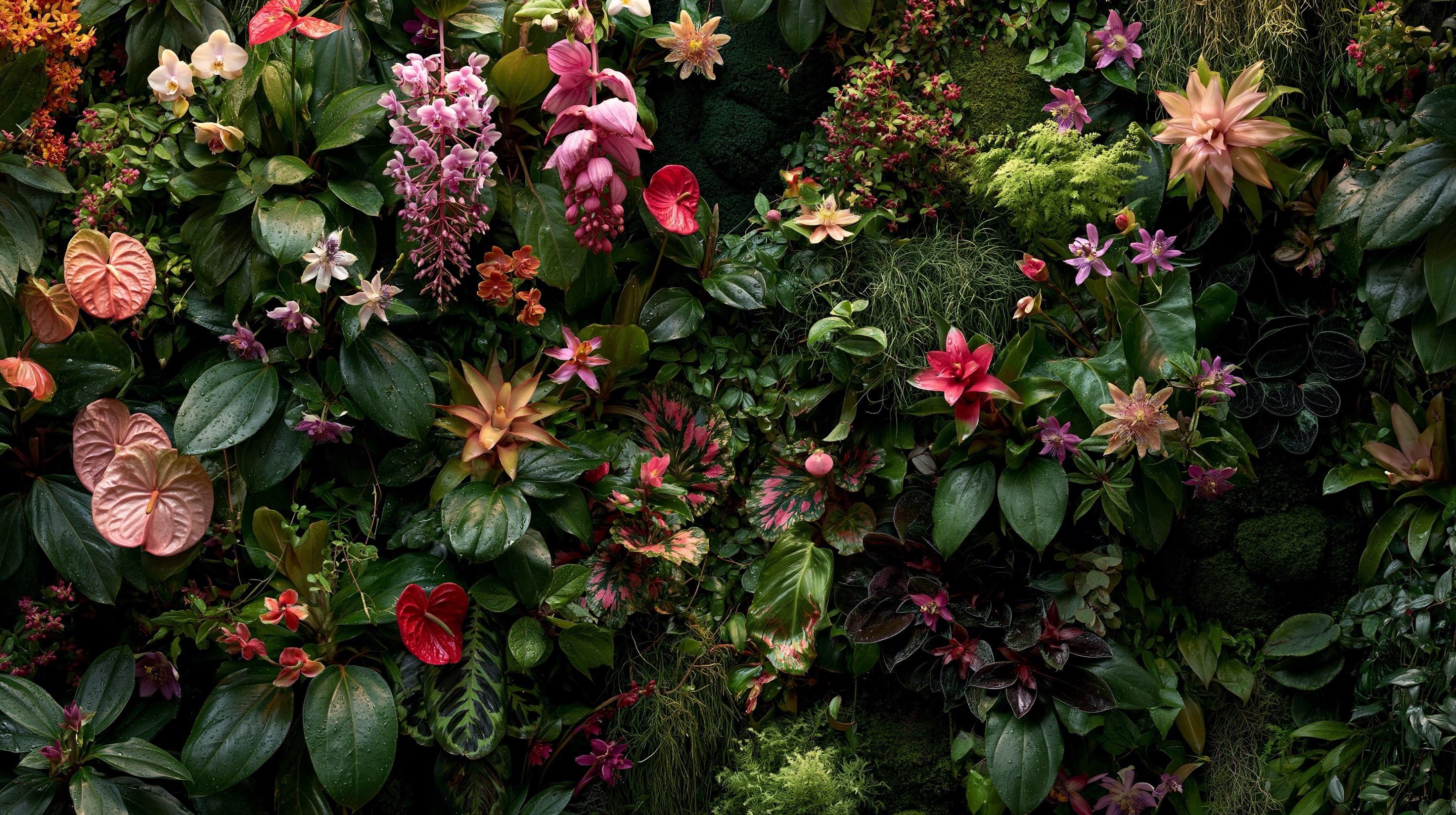 A living wall of plants; travel between places and hear the birds that live there.